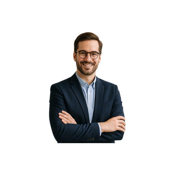 Blogbeitrag Führungskräfte und gesunde Arbeitsplätze. Symbolbild: Lächelnder Business Mann