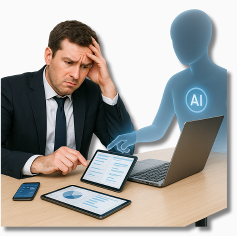 Ein Büroangestellter in strukturierter Arbeitsumgebung blickt konzentriert auf den Bildschirm – Symbolbild für eine wirkungsvolle Online-Routine, die Klarheit und Entlastung im digitalen Arbeitsalltag schafft.