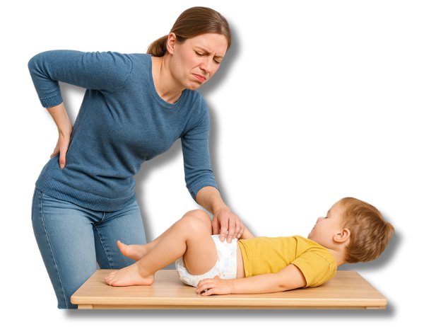 Rückengesundheit Erzieherinnen bei der Kinderbetreuung am Wickeltisch